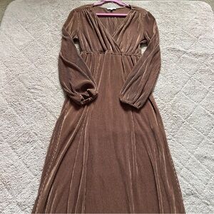 Baltic Born Venus Pleated Long Sleeve Maxi Dress Women's Size M